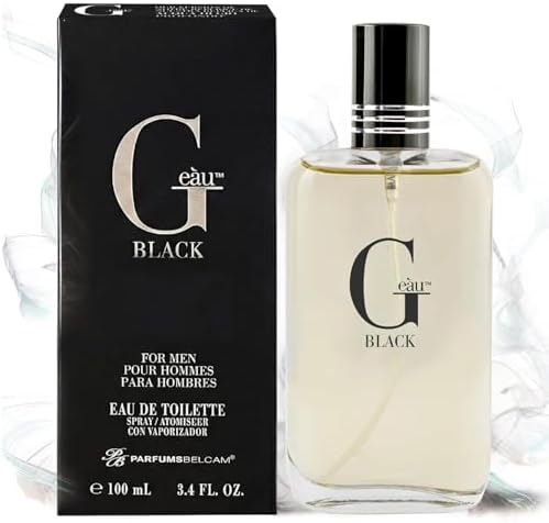 PB ParfumsBelcam G eàu Black Eau De Toilette Spray for — side view showing full product dimensions