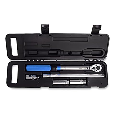 10~60Nm 3/8 '' Torque Wrench Set Car Repairing Tool Universal Joint 360° Free Rotation Utility Tool Set with Double Scale, Two-Way Ratchet, with Wrench Socket Bit Extension Bar Cover