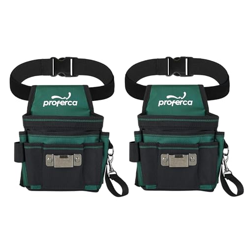 PROFERCA 2 Cinturón Herramientas | Tela Resistente 1680D | Porta Herramientas Cintura Profesional con Múltiples Bolsillos | Cinturón Especial Electricista
