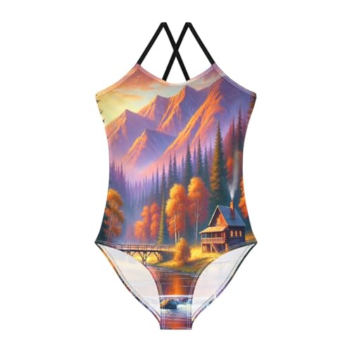 Fall Mountain Trees Girls Swimsuit Bathing Suit Swimsuits One Piece Summer Beach Swimwear