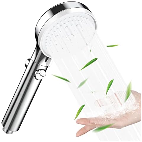 Shower head, water-saving with pressure increase, hand shower with 5 jet modes, one key water stop, ABS chrome universal rain shower head Cover