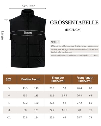 Rave on Friday Weste Damen Herbst Leichte Steppweste Stehkragen Ärmellos Westen Freizeit Warme Reißverschluss Übergangsweste Jacke Damenwesten Schwarz M