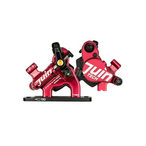 Juin F1 Hybrid Hydraulic Disc Brake Caliper, Mechanical/Hydraulic Disc Brake Kit, Red