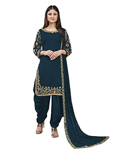 Delisa Women's Embroidered Patiyala Suit Ready to Wear Patiala Salwar Readymade Salwar Suit for Womens 90001