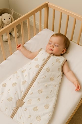 Image of TuddyBuddy Baby Cotton Wearable Quilted Sleeping Bag Blanket 1.5 Tog with 1 Way Zipper Closure | Ideal for Babies & Kids Hypoallergenic Fabrics | (Beige Sheep, 18-24 Months)