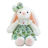 Xiyocadt Kuscheltier Hase, Kuscheltier Hase Schlappohren, Kaninchen Plüschtiere Im Kleid, Kawaii Kuscheltiers Stofftier Puppen Dekoration, Geschenk für Kinder Freundin (Grün,35cm)