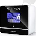 BLITZHOME Countertop Portable Mini Dishwasher, 9 Programs,167? High-Temp, Hot Air Drying, Air Refresh, 360° 3 Spray, 24H Timing, LED Light, 5.2L Built-in Water Tank for Apartments RVs