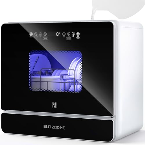Lavavajillas Pequeño, BLITZHOME Lavavajillas Compactos Control Táctil, 9 Programas, Depósito de...
