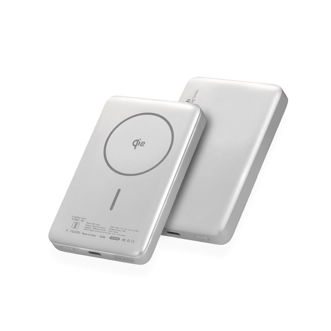 Neopack Rapid Qi2 Magsafe Power Bank 10000 mAH | 15W Fast Wireless and 20W Wired Charging Output for iPhone 17, 16,15,14,13, 12 Series, Android Smartphones and Other USB-C Devices (Silver)-image-14