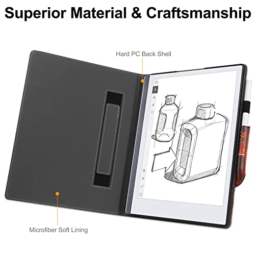 KuRoKo Book Folio Case Cover with Hand Strap and Pen Holder for Remarkable 2 10.3 Inch Digital Paper 2020 Released-Library