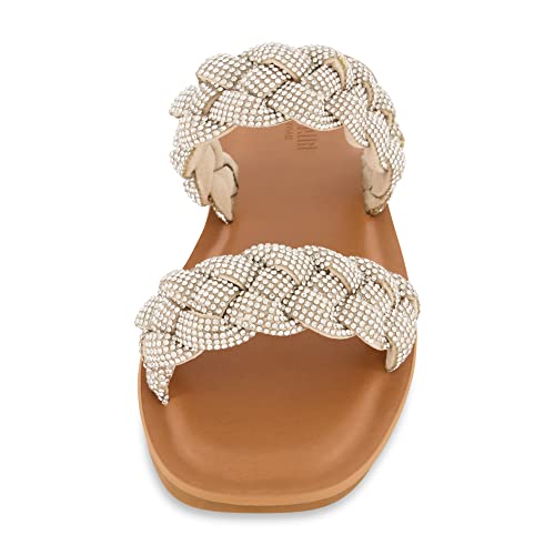 CUSHIONAIRE Women's Shine rhinestone braided slide sandal +Memory Foam, Wide Widths Available3