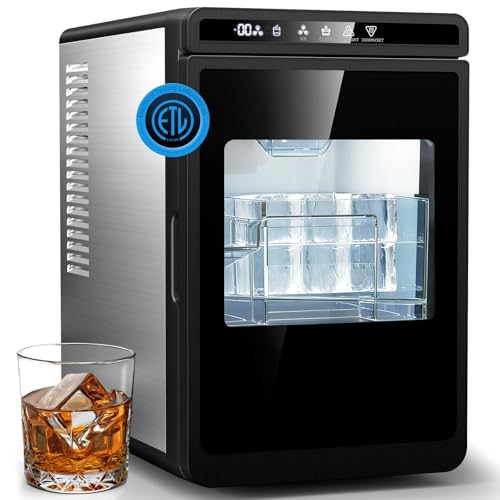 2'' Clear Ice Square Maker Machine,200 PCS/Day,Ice Cube Maker with Automatic Cleaning,Crystal-Clear & Slow-Melting Ice Spheres for Cocktails & Whiskey