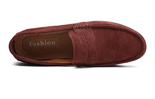ChicWind Men's Suede Leather Penny Loafers Driving Moccasins Slip On Flats Boat Shoes4