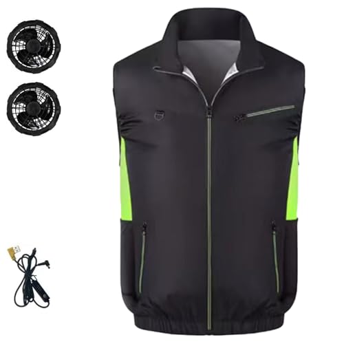Générique Japanese Fan Jacket, Noraui Fan Jacket, Men's & Women's Summer Outdoor Cooling Vest with 2 Fans, Stay Cooling Workwear (Black,TG)
