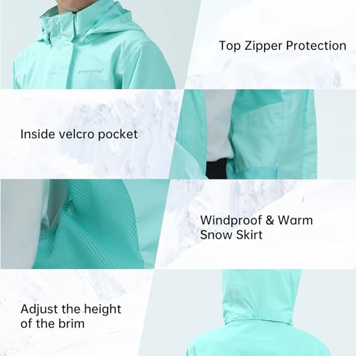 Image of YINGJIELIDE Boys Girls Waterproof Rain Jackets Kids Easy to Fold Windbreaker Lightweight Outdoor Hooded Raincoat