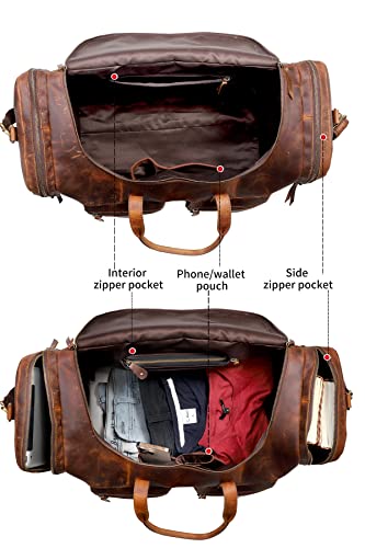 24 Inch USA-Made Vintage Cowhide Duffle