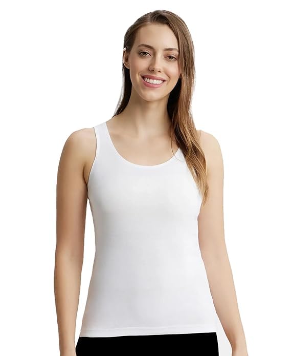 diamond craft Regular fit Super Combed Cotton Rich Solid Tank Top for Women- Color White/Black-picture-52