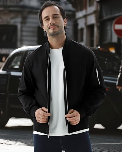 WULFUL Men's Bomber Jacket Lightweight Casual Windbreaker Zip Up Coat with Pocket2