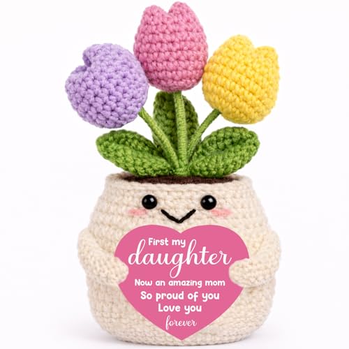 First Mothers Day Mom Gifts for Daughter from Mama Dad Father Positive Crochet Tulip Cute New Mom to Be Gift Love You Forever for Adult Daughter Mothers Day Birthday Anniversary