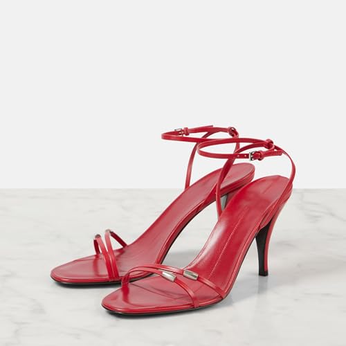 Arqa Womens Embellished Metallic Leather Sandals Slim Ankle Strap High Heels Pumps Almond Toe Slip on Stiletto Pumps Elegant Party Wedding Dress Office Shoes3