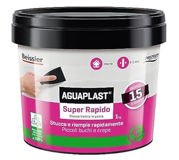 Aguaplast Super Rapido, stucco per muro bianco pronto all'uso - essicazione rapida entro 15 minuti 1kg