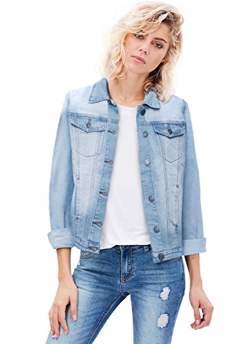 Women Junior classic 4 Pockets Denim Jacket JK175590 LIGHT WASH M