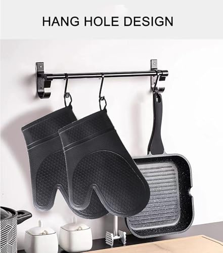 Manoplas de silicona para horno, 2 unidades, resistentes al calor, 315.6 °C, guantes de silicona antideslizantes para cocinar, hornear, barbacoa, guantes de cocina impermeables y cómodos (rojo)