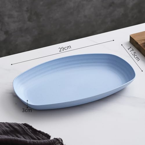 Image of Reusable Durable Lightweight Dinner Plates for Fruits, Snack, Pasta, Salad, Dessert, Cake, Salad, Fruit, Appetizer Dishwasher & Microwave Safe Dinnerware Sets (Blue, Pack of 6)
