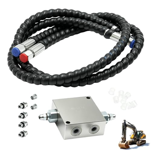 XFApex New Mini Excavator Cushion Valve Kit Fit for Mini Excavator Swivel Motor Compatible with Most Mini Excavators & Equipment with 1/4 Hydraulic Hoses & M141.5 Threaded Ports Angled Hole