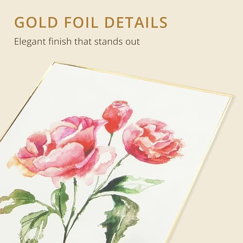 Image of Graphique Watercolor Flowers Greeting Cards | 20 Pack | All Occasion Blank Note Cards with Envelopes | 4 Assorted Floral Designs with Gold Foil Borders | Boxed Set for Personalized Notes | 4.25 inch x 6 inch