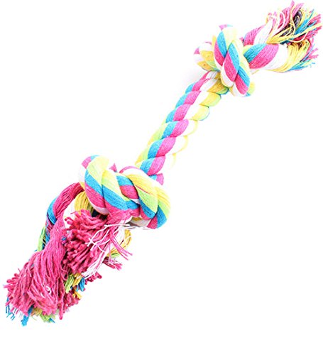 Seil mit Knoten für Hunde, Spielzeug zum ziehen, Baumwolle, fördert die Entwicklung der Zähne und des Zahnfleischs, Zahnpflege. (2 Knoten, 31 cm) Cover
