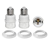 TWDRTDD E26 to E26 Socket Extender,2.91 inches E27/E26 Light Socket Extension,Thread Lamp Holder Adapter with Shade Rings (White, 3)