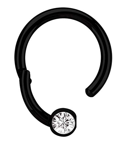 Piercing Ring BCR schwarz, Clicker 1,2 x 6 mm mit...