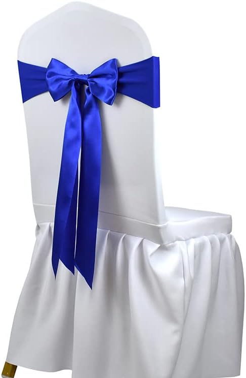 25pcs Satin Spandex Chair Sash Bands Wedding Event Hotel Decor Chair Ribbon Sash Bow Knot Tie Burgundy (Blue)