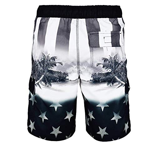 US Apparel Men's American Flag Inspired Board Shorts, Beach Black, X-Large (36"-38")4
