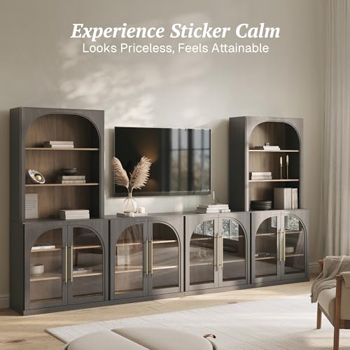 Image of BELLEZE Jagger 130 inch Wall Unit 6-Piece Modular TV Stand - Ebony