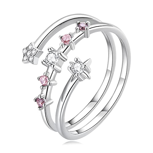 Bague étoile en zircon pour hommes et femmes - Bijoux Feng Shui en platine et CZ
