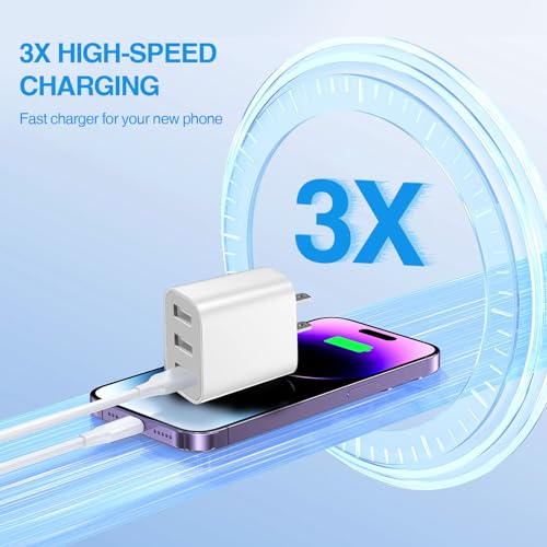 Image of USB Wall Charger,3- Pack USB Cube Power Adapter Charger Plug Block Charging Box for Phone 15 14 13 12 11 Pro Max 10 SE X XS Plus S23 S22 S21 Power Block Fast Charging Box Brick