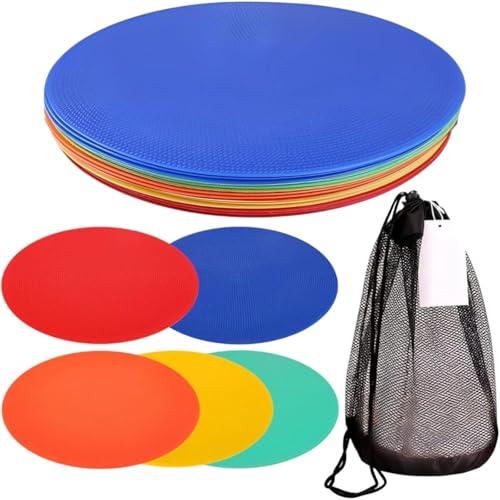 Life2キク フラットマーカー フラットコーン マーカーコーン 目印 マーカーパッド シリコン サッカー 収納 滑り止め付 5色 10枚