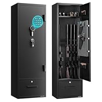 VEVOR Gewehrschrank Langwaffenschrank für Gewehre & Pistolen, Gewehrtresor mit 2 Munitionsfächern & 2 verstellbaren Regalen, großer Waffenschrank mit Schlüssel & Passwortschloss