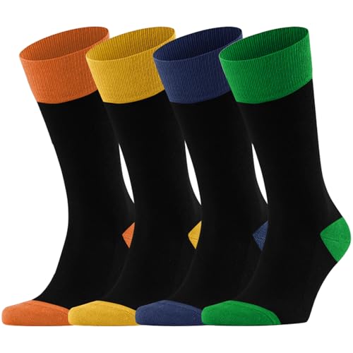 Dafi soft 4 Pairs Men's – Ultimate Comfort Socks with Seamless Toe and Colorful Cotton Design, Made in Turkey, Size 9-12 uk, Black/Coloured