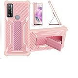 Aroepurt Coque pour TCL 4X 5G T601DL Coque Étui Case Cover Hybride [avec Protection d'écran en Verre trempé] [Support magnétique Pliable] [givré résistant aux Empreintes digitales] Rosa