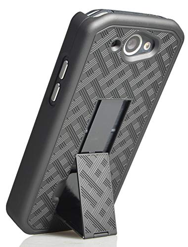 Capa com clipe para CAT S48c, Nakedcellphone [Black Tread] Kickstand Cover with [Rotationing/Ratchet