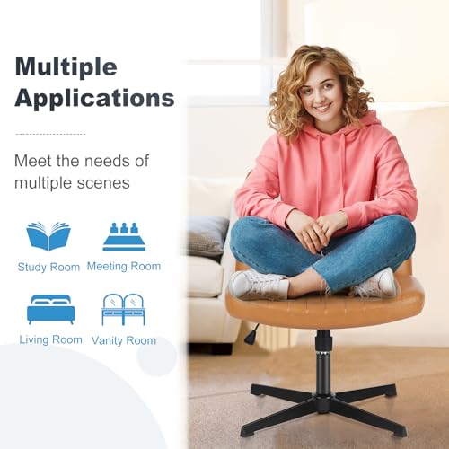 image for ZUNMOS Criss Cross Chair with No Wheels, Swivel Cross Legged Chair for