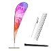 Displayfactory USA Windless Teardrop Flagpole Set Feather Flag Pole Set Kit,Swooper Flag 4 Flag Poles and 1 Ground Spike (No Flag Included) (S/8FT)