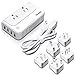 Baban Voltage Converter Travel Adapter, Step Down 220V to 110V Power Converter with 4-Port USB Charging, Worldwide Plug Adapter with UK/AU/US/EU/in/IT Plug for International Travel, White