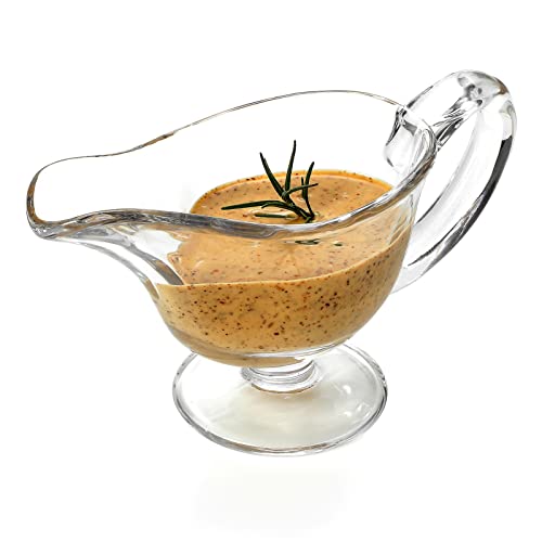 Homew Inc. HR070 G Glass Gravy Boat For Gravy Warming Sauces Salad Dressings Milk Broth Coffee Creamer Dishwasher Safe 10 Oz cover