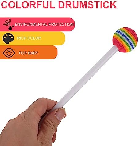 Beavorty 4Pcs Lollipop Felt Drum Stick Round Rainbow Plastic Drumsticks Children Percussion Drumsticks Foam Head Percussion Sticks Musical Instruments 4 41tqBniltDL. AC