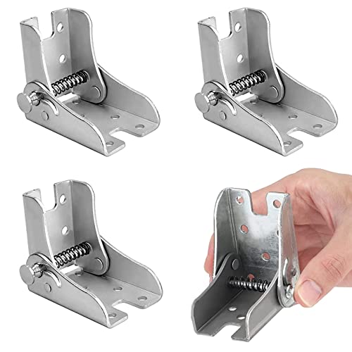 Image of Monsully 4 Pieces 90 Degree Self-Locking Folding Hinge, Folding Legs Support Bracket Table Extension Bracket Table Legs Folding Bracket for DIY Folding Table, Footrest, Stool, Bed, Workbench