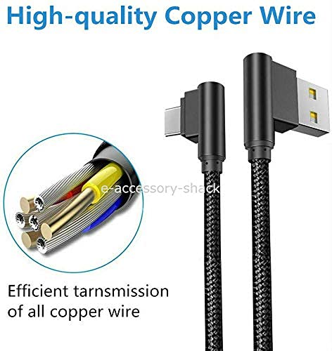 Paquete de 3 cables de carga rápida tipo C trenzado de ángulo recto de 6 pies y 90 grados para Samsung Galaxy S24 S23 S22 S21 S21 S20 Plus Ultra A24 A23 A22 A53 A52 A33 A32 4